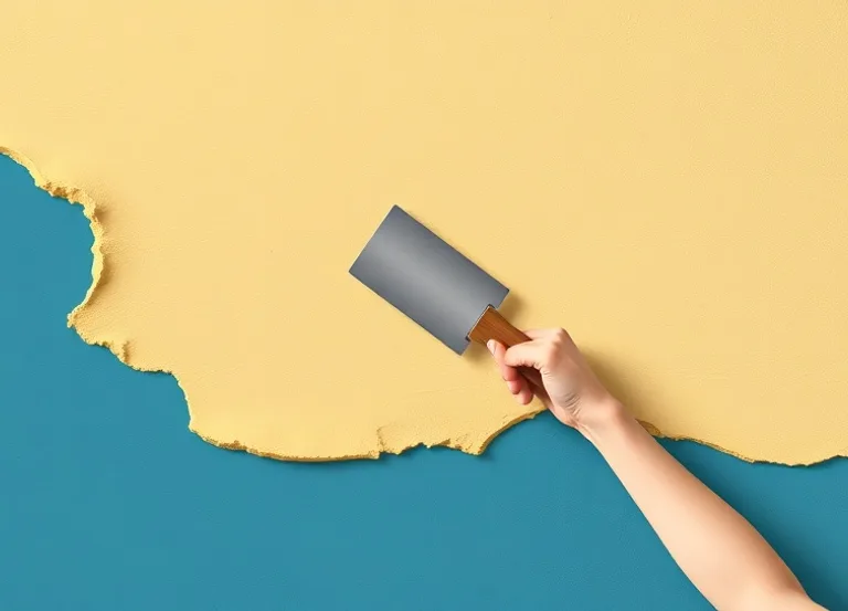 Application d'un enduit décoratif à la lisseuse sur un mur