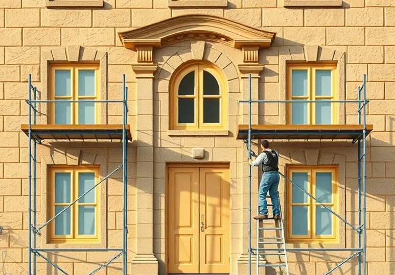 Ravalement de façade en pierre, nettoyage et application d'enduit